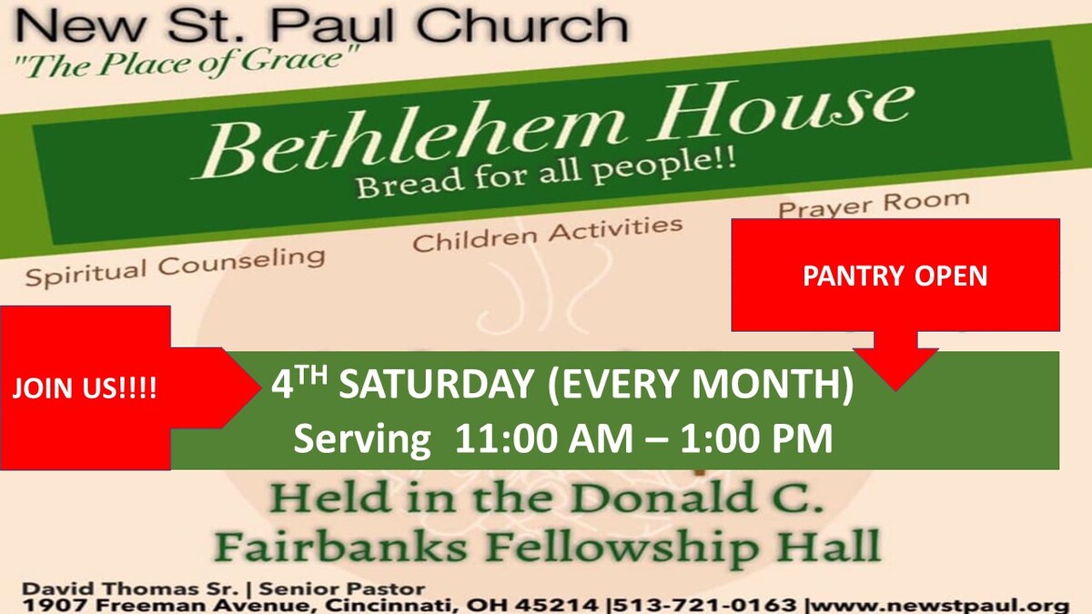 Bethlehem House - Saturday, March 23rd - 11 am to 1 pm